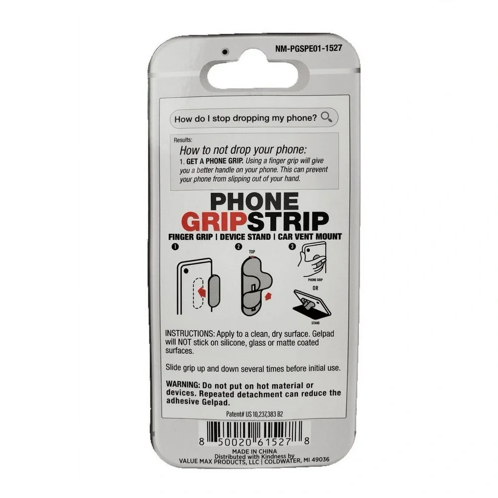 Novelty Max Glitter Phone Grip Strip – Single Count Pack/Pearl Series